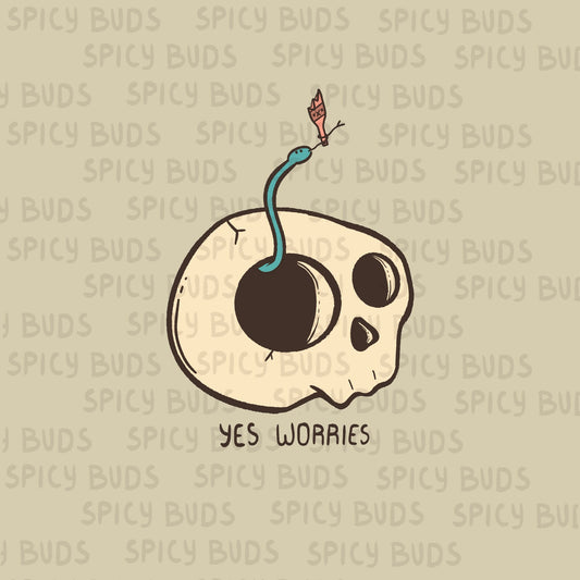 Yes worries skull and snake sticker