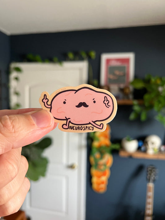 Neurospicy - cute funny brain sticker