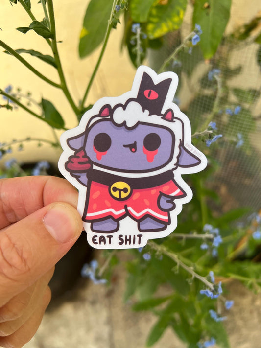 Cult of the lamb - eat shit cute funny sticker