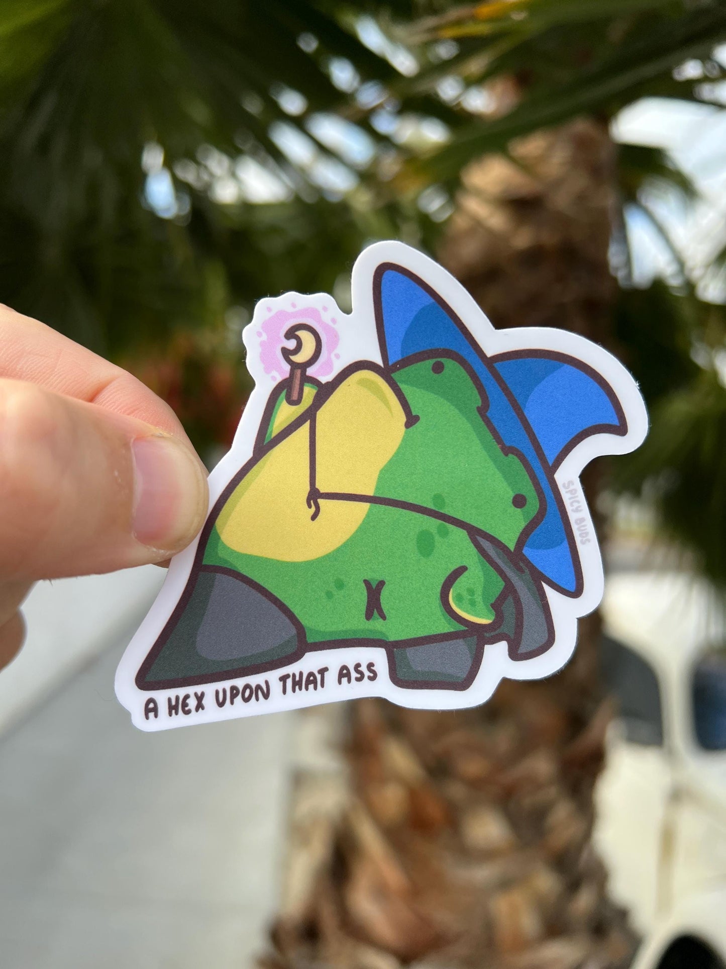 A Hex Upon that Ass - cute funny frog witch sticker