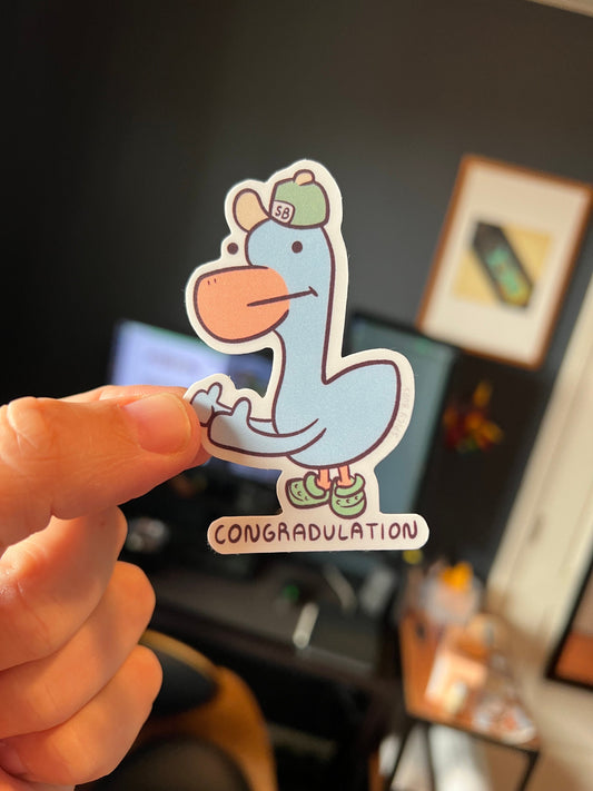 Congradulation duck - cute vinyl sticker