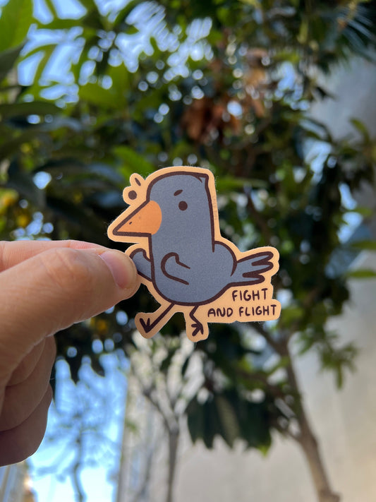 Fight & Flight - cute angry bird vinyl sticker