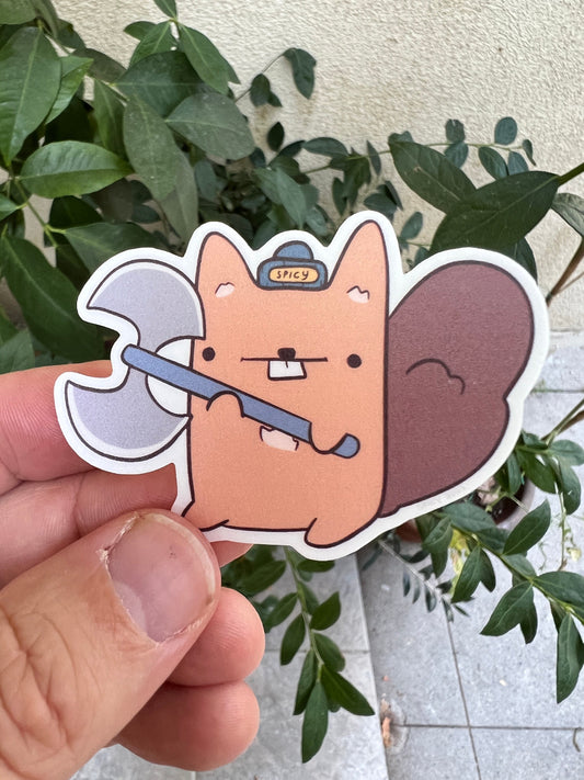Battle squirrel - cute vinyl sticker