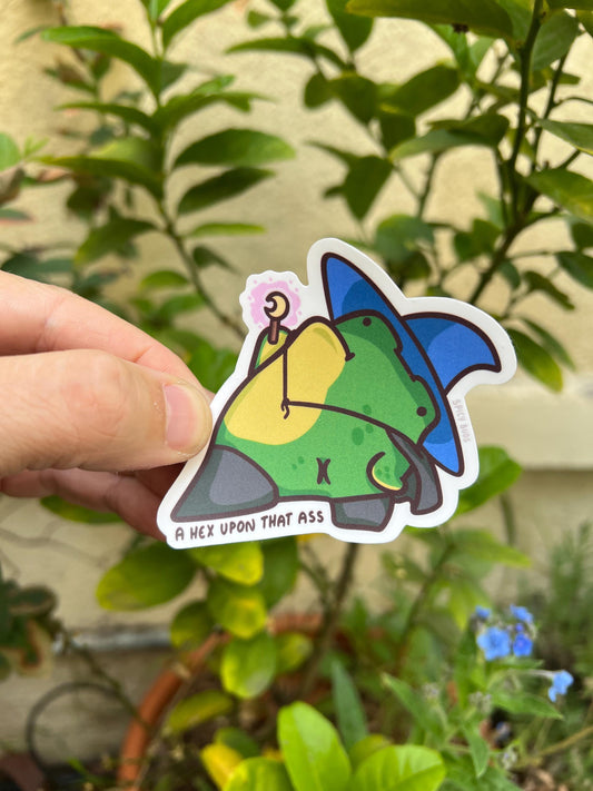 A Hex Upon that Ass - cute funny frog witch sticker