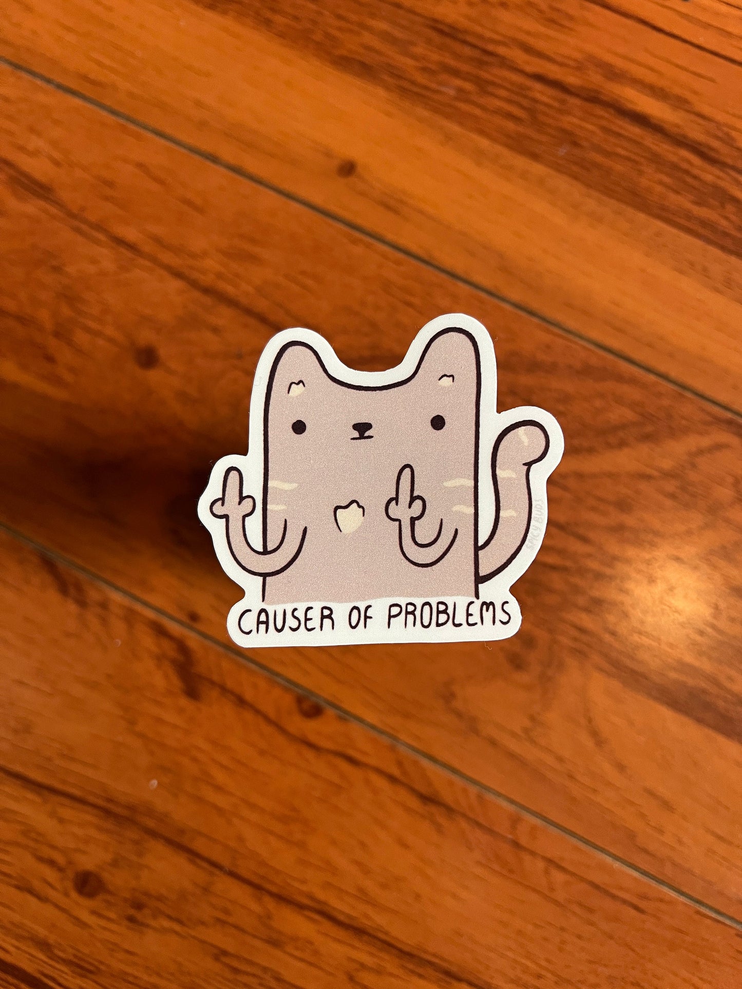 Causer of problems - cute cat vinyl sticker