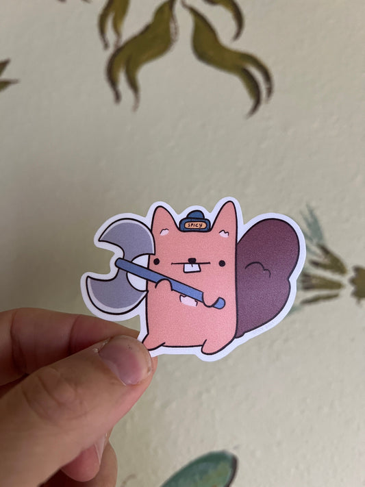 Battle squirrel - cute vinyl sticker