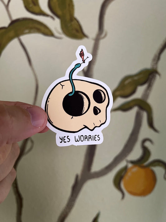 Yes worries skull and snake sticker