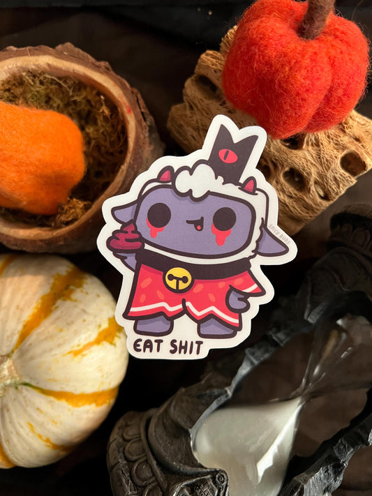 Cult of the lamb - eat shit cute funny sticker