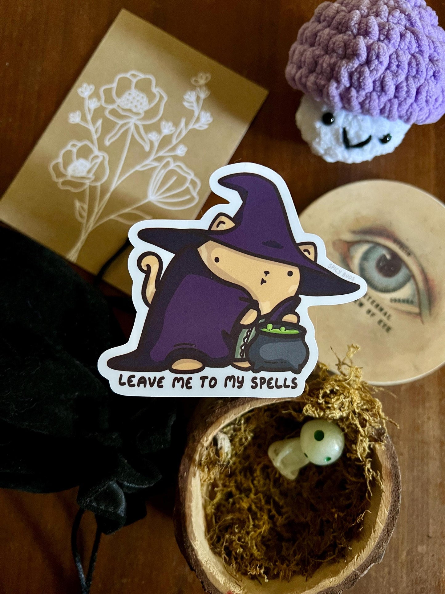 Leave me to my spells - cute funny cat witch sticker