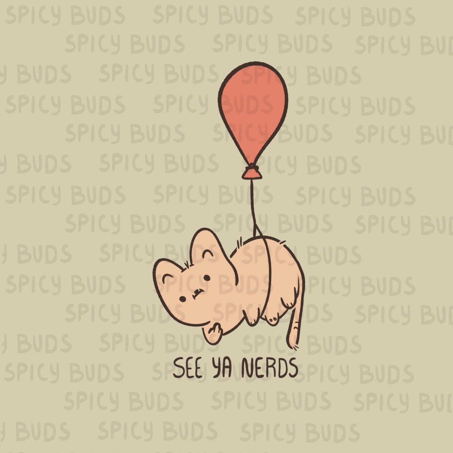 See ya nerds cat on a balloon sticker