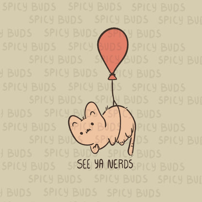 See ya nerds cat on a balloon sticker