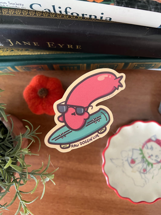 Raw Doggin' Life - funny vinyl sticker