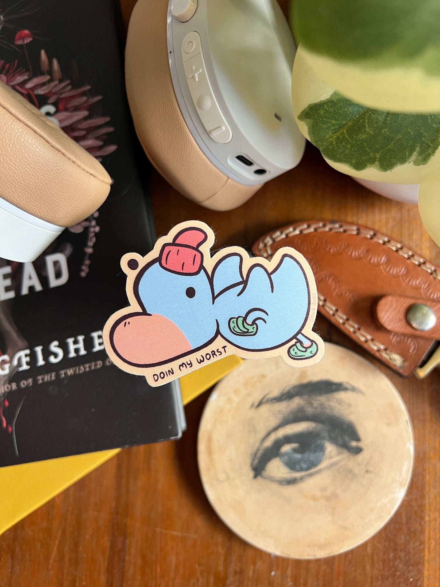 Doin my worst - cute funny duck sticker