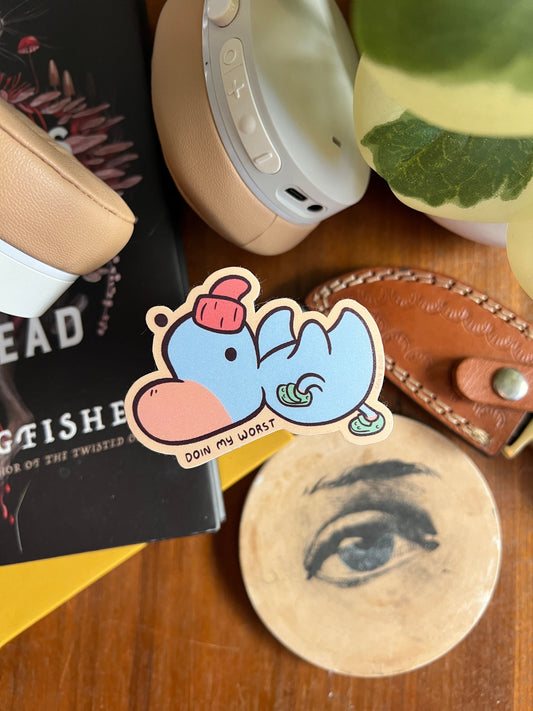 Doin my worst - cute funny duck sticker