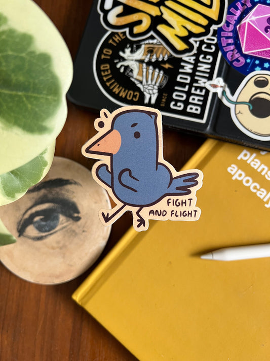 Fight & Flight - cute angry bird vinyl sticker