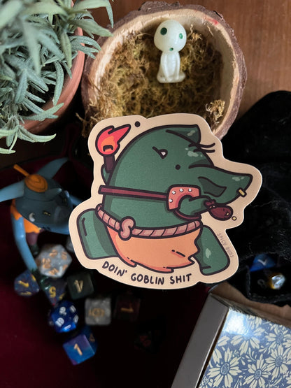 Doin' Goblin Shit - cute funny goblin sticker