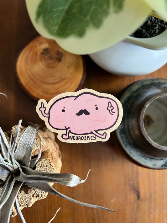 Neurospicy - cute funny brain sticker