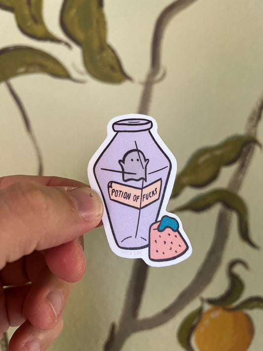 Potion of zero fucks - cute vinyl sticker